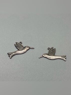 Sterling Silver Etched Hummingbird Charm Pendants , you get both #7234